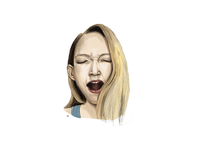 Yawn Illustration Girl emotion face portrait woman