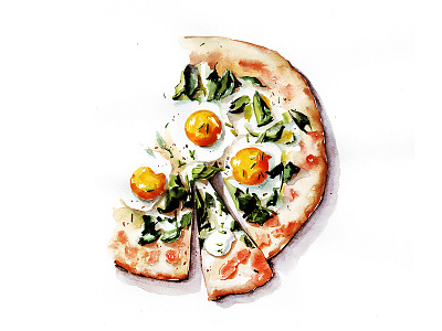 Pizza botanical food illustration pizza