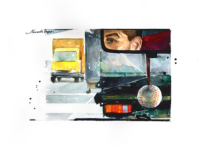 Travel illustration road travel trip watercolour