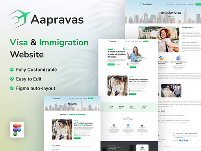 Aapravas - Visa and Immigration FIGMA Template about us contact country figma immigration layout service tamplate theme visa