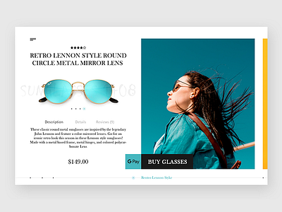 Sun Glasses Product page e commerce glasses product product page ui web