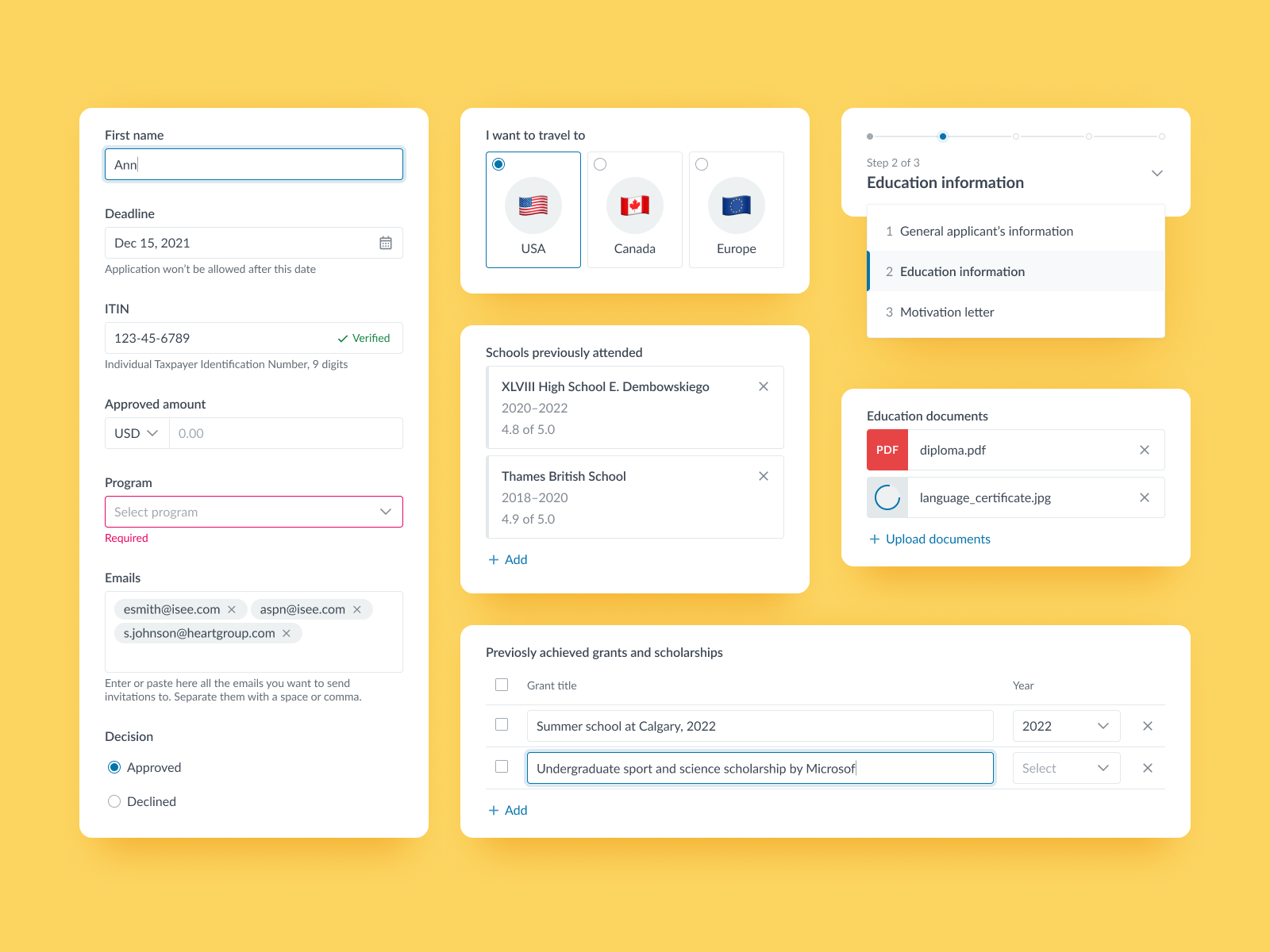 Form components | UI kit | Grants Management System Web Design by ...