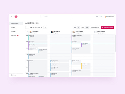 Appointments calendar | Practice Management System appointment booking calendar doctors figma figma community free template freebie grid healthcare medicine meeting practice management providers schedule ui ux web application web design