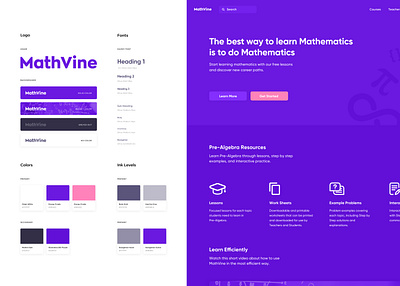 MathVine design design system interface math mathematics minimal online education ui user experience ux