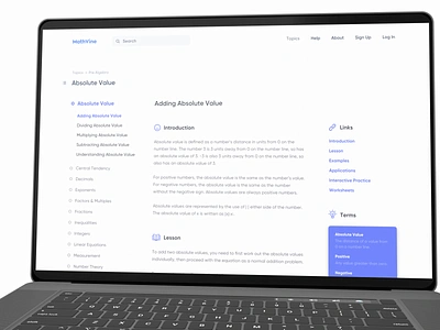 MathVine design education interface math mathematics minimal online education product ui user experience ux