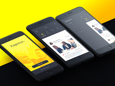 Empower african american app black interface ios iphone minimal mobile ui ux yellow
