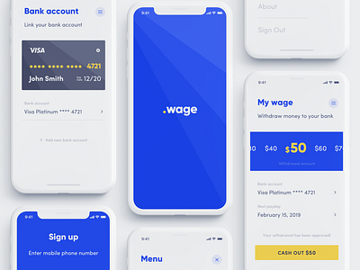 Wage app apple banking clean creative direction finance financial interface ios iphone iphone xs minimal money product design salary ui user experience ux wage