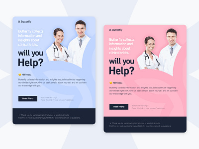 Butterfly Health biotech biotechnology branding campaign clinical email graphic design health healthcare hospital logo medical medtech product design startup technical trial visual design visuals web