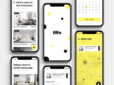 Alto app branding estate ios iphone market minimal mobile product design property real estate rent rentals san francisco search ui user experience user interface ux yellow