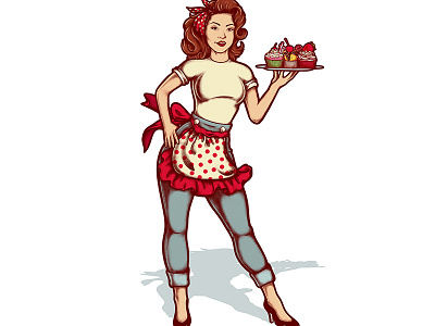 Pin-up commission for cupcakes beautiful cupcakes girl illustrator pinup retro vector vintage