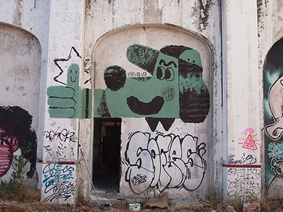 positive doggo dog graffiti illustration mural art street art