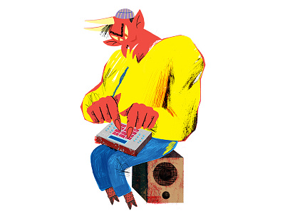 Sold my soul for a sick beat colorful devil illustration mpc music painting red