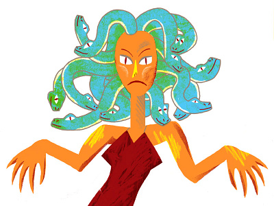 Medusa character design drawing editorial illustration illustration medusa picturebook