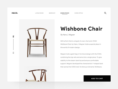Product Page Concept e commerce flat furniture interface layout mid century minimal monochrome product card product page ui web