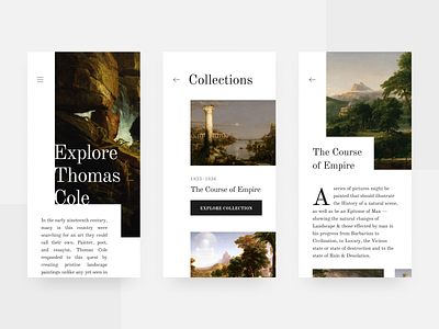 Gallery Mobile Website Concept art clean collection concept detail gallery minimal mobile paintings thomas cole ui ux