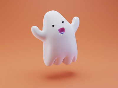 Ghosty 3d 3dart blender character cute design emoji eyes ghost happy illustration