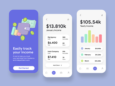 Income Tracker app app charts design finance graphic design illustration illustrator ui