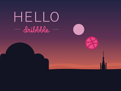 Hello Dribbble! desert dribbble hello luke sky skywalker star wars sun sunset tatooine welcome