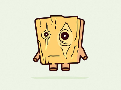 The Tired Plank of Wood character cute eyes illustration sad small tired wood