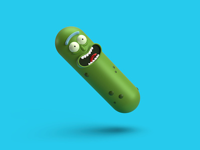 I'm Pickle Rick!! 3d 3dart adobe dimension blue body character cute design eyes falling funny green mouth pickle pickle rick pickles rick and morty rick sanchez rickandmorty scream