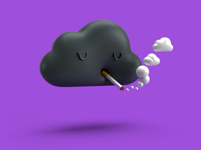 Smoking Cloud 3d adobe dimension adobe illustrator black character cigarette cloud clouds cloudy cool cute dark eyes photoshop purple simple smoke smoking tiny