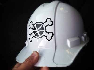 Another day at the office basketball bones construction dribbble hard hat new job sticker