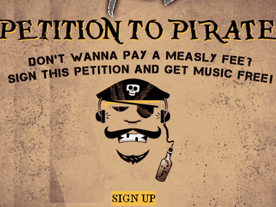 Pirate Petition character funny illustration mailing list music pirate sign up texture type vector vintage