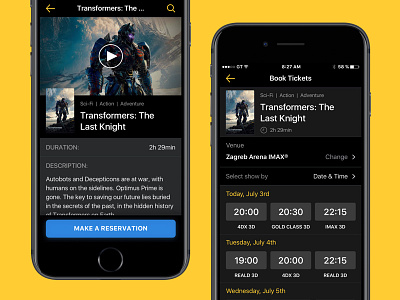 Movie Booking App UI app booking concept ios mobile movie ticket ui