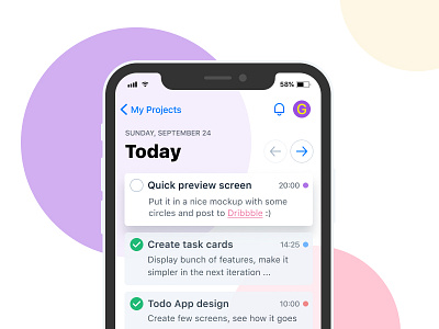 Today's Tasks - Todo App app cards figma ios 11 iphone iphone x tasks todo