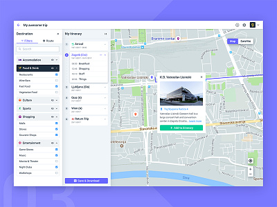 Interactive Travel Planner—UI Weekly Challenges S02 [3/10] app dashboard desktop map material planner travel ui user interface web