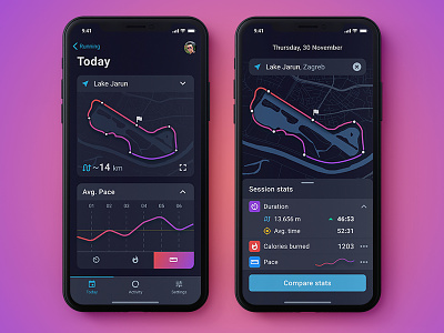 Data Visualization Concept—UI Weekly Challenges S02 [5/10] app chart dark dashboard data ios iphone x map mobile run ui user interface