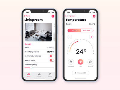 Smart Home—UI Weekly Challenges-Season 02 / Week [8/10] app controls figma home ios iphone x mobile room smart temperature ui user interface