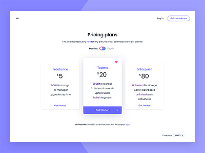 Pricing Page cards page pricing switch ui user interface web
