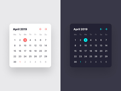 Calendar widget app apple calendar concept dark mode date ui user interface widget