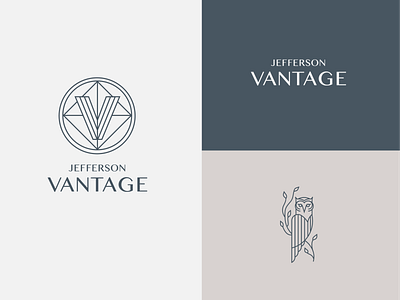 Jefferson Vantage Properties branding illustrator logo owl owl logo