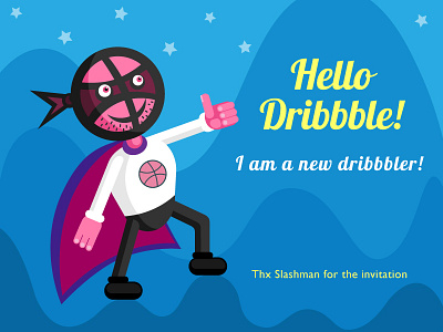 Dribbble Superhero! draft dribbble first hello illustration invite shot superhero