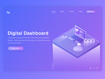 Digital Dashboard analytics dashboard data digital gradient illustration interface isometric ui ux web