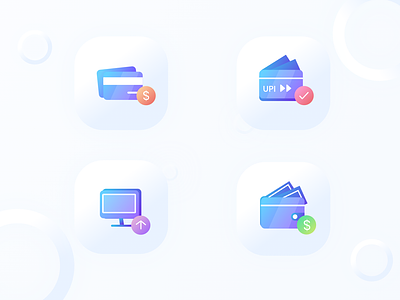 Payment Method Icons color credit card debit card design gradient icon illustration logo netbanking payment vector wallet
