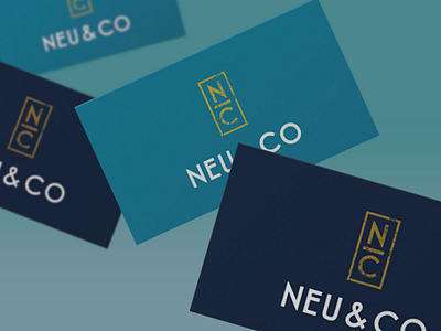 Neu And Co Logo And Brand Identity Business Cards businesscard design feminine feminine logo gold logo logodesign logotype navy teal