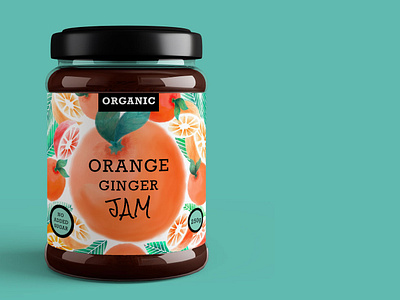 Jam Packaging and Label Design bold brand design ecofriendly food packaging jam label design oranges organic packaging packagingdesign pattern design watercolour