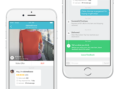 Vinted messaging for iOS apple fashion girls ios iphone messaging shopping social timeline ui ux vinted