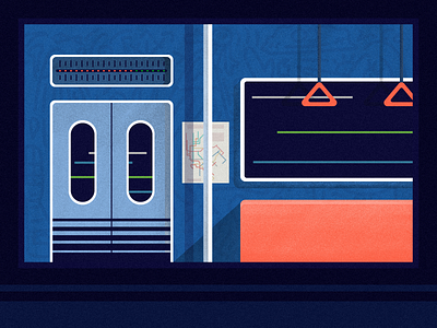 Subway inside design doodle illustration