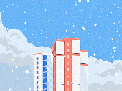 Snowy Day building cloud design illustration snow