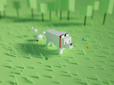 Minecraft-dog 3d c4d design dog low poly art minecraft model