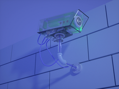 WATCHING 3d cctv cinema 4d design illustration transparent