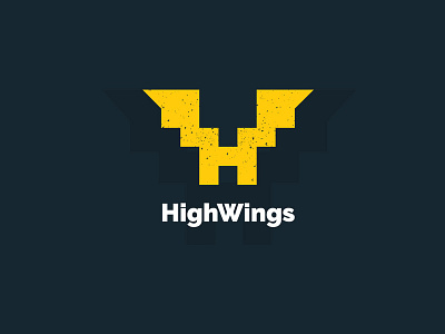 Letter H with wings made using square grid. abstract design graphic design icon logo simple