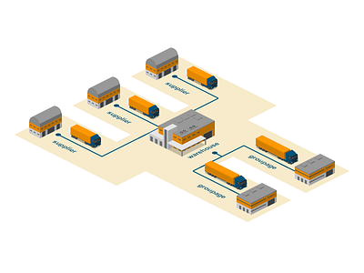 Groupage transporting 2.5d illustration isometric logistics template vector