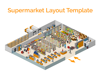 supermarket layout 2.5d illustration isometric supermarket template vector