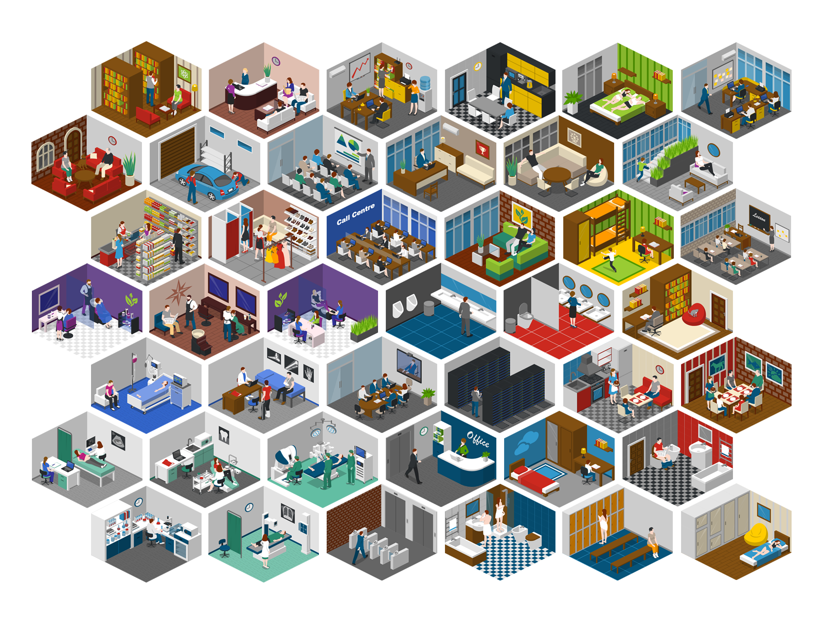 isometric rooms 2.5d illustration isometric template vector