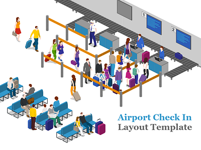 Airport Check In 2.5d free illustration isometric template vector